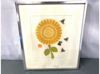 Vintage Embossed Framed Lithograph - Signed & Numbered 177 Of 200 Titled 'Bees'