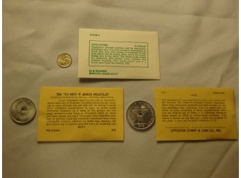 Singapore 1974 And Laos 1952 Coins