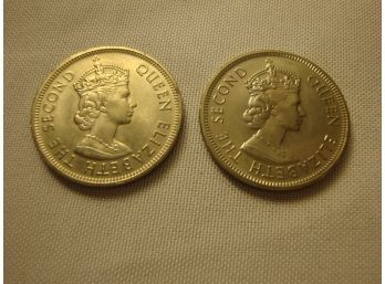 2 Hong Kong 1975 One Dollar Coins