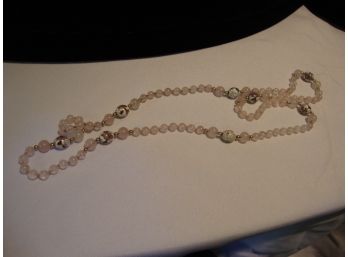 Rose Quartz And Enamel Bead Necklace