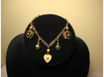 G.F. Enamel And Semi-precious Stone Hearts Bracelets
