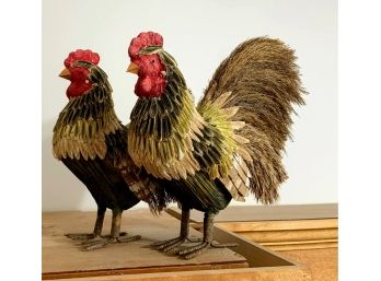 StrawWheat Pair Of Roosters
