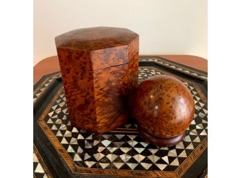 Wood Ball And Jar Decor