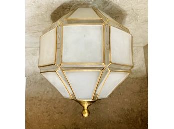 Glass Dome For Light Fixture With Gold Accents