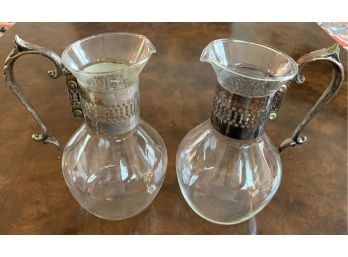 Pair Of Pitchers With Silver Handles