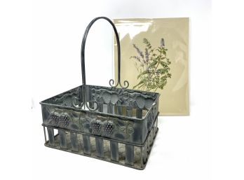 Garden Basket And Vintage Botanical Print Of Lavender