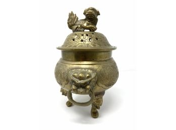 Antique Brass Chinese Foo Dog Incense Burner