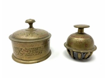 Vintage Indian Bell And Lidded Box
