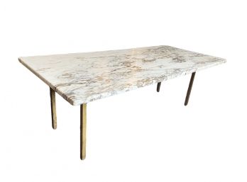 Mid-Century Calacatta Gold Marble  And Brass Coffee Table