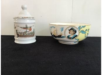 Boehm Christopher Columbus Collection Bowl And Covered Dish