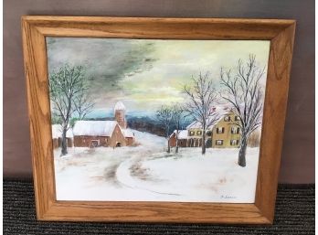 B. Jucevics Winter Scene Oil On Canvas