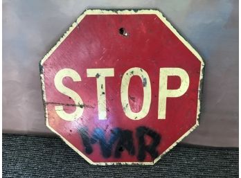 Old Wood Stop War Sign