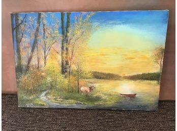 B. Jucevics Deer By Lake Oil On Canvas