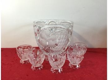 Early Punch Bowl And Glasses