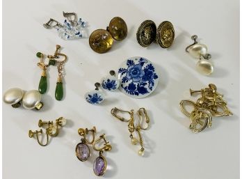 Collection Of Vintage Jewelry - Screw And Clip-on Earrings