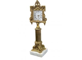 Antique Windup Brass And Marble Clock By Globe