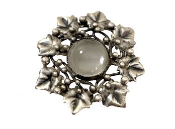 Sterling Silver Rock Crystal Brooch By American Silversmith Mary Gage