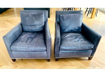 Pair Of Lillian August Couture Grey Leathered Chairs