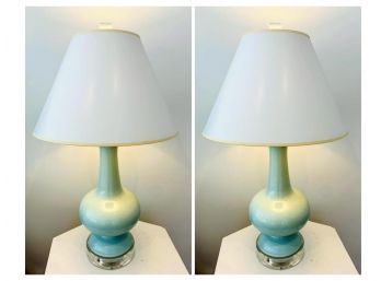 Pair Of High Quality Lamps On Lucite Base
