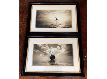 Pair Of Lillian August Sepia Toned Boat Prints