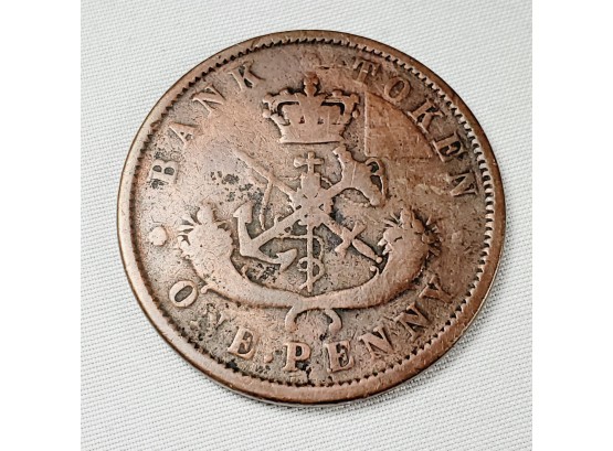 1852 Bank Of Upper Canada Bank Penny Token