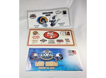 3 Super Bowl NFL First Day Covers