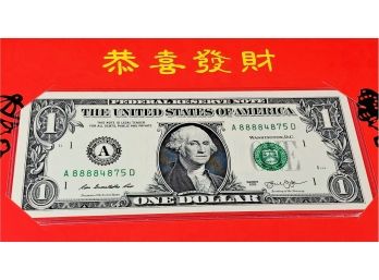 Lucky 888 Uncirculated $1 Dollar Bill--- Comes In Red Envelope
