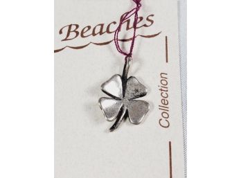 Little Sterling Silver Four Leaf Clover Charm Or Pendant(new)
