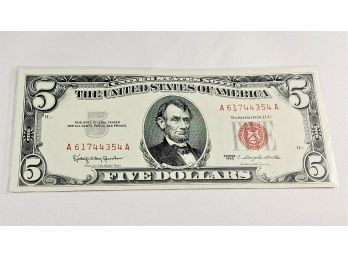 $5 Red Seal Certificate 1963 Crispy