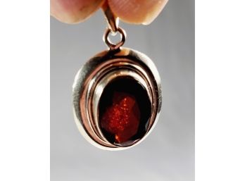 Vintage Red Stone Sterling Silver Pendant