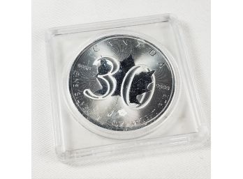 Beautiful 30th Anniversary Canadian Maple Leaf .999 Silver Coin