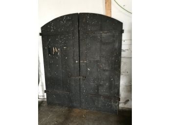 Pair Of Factory Arch Doors Tin Clad Over Oak