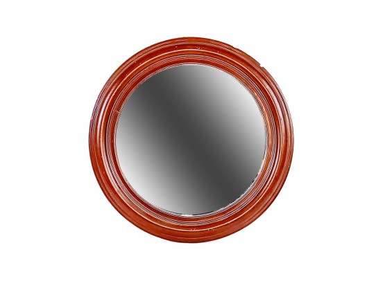 Solid Wood Round Brown Mirror