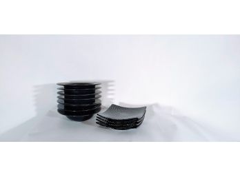 Black And Tan Tabletops Lifestyles Celestial Plates - Black Nautica Bowls
