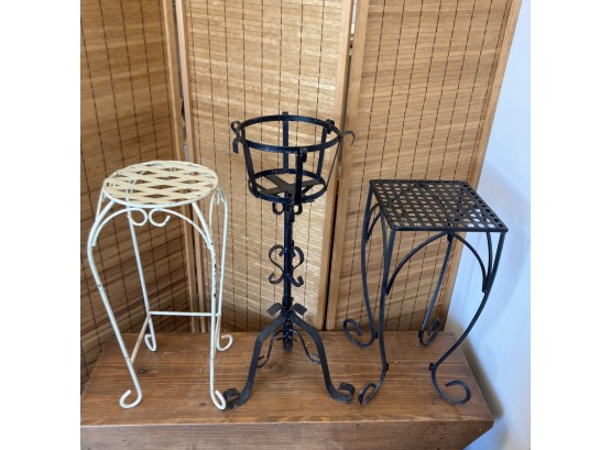 Group Of Antique And Vintage Iron & Metal Plant Stands