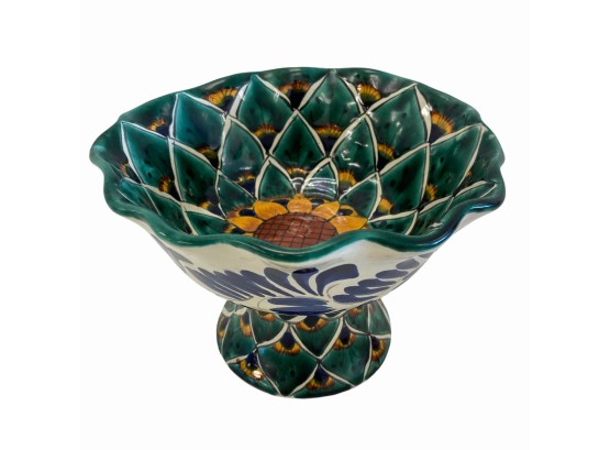 Sunflower Pedestal Ceramic Bowl
