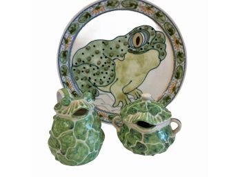 Whimsical 12' Frog Platter - Sugar & Creamer