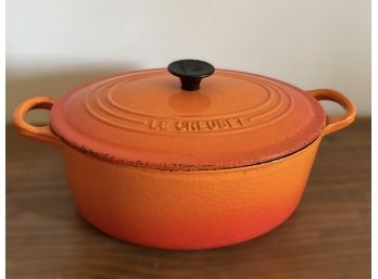 Vintage Le Creuset Enamel Cookware Flame Oval Casserole Size 25
