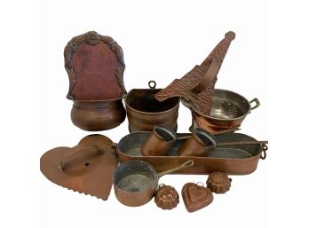 Miscellaneous Lot Of Old Copper Cookware Items  (E) 2'-12'