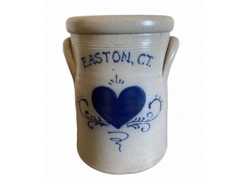 Salt Glaze Eared Jar, Easton CT --Rockdale 1900 Incized Mark On The Side  5' X 7'