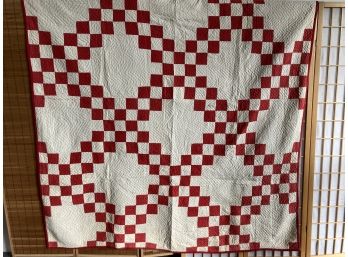Antique Quilt D Red  Squares 71' X 86'