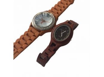 Pair Of Ladies Watches With Rubber Bands