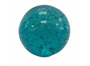 Aqua Glass Bubble Crystal Paperweight