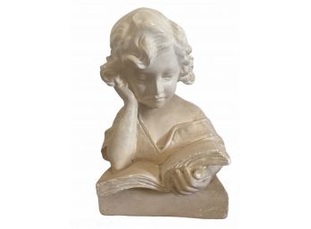 'The Young Student' - Antique Plaster Bust By Hall & McCreary Co. 12' Tall