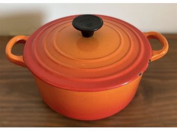 Vintage Le Creuset Enamel Cookware  Flame Dutch Oven -size B