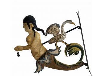 Primitive Metal Wall Mounted Mermaid Figure 28' X 24'