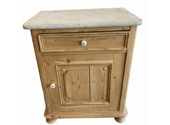 Vintage Whitewashed Cabinet W Marble Top