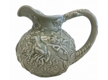 Vintage Celadon Ceramic Frog Pitcher