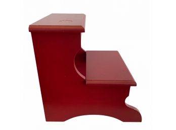 Red Painted Wood Step Stool