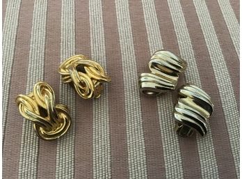 Two Gold Tone Pairs Of Earrings Signed NLH Set - Lot #29